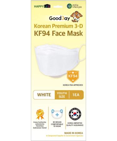 (Pack of 10) Premium 3D Disposable Kids KF94 Face Mask Age 5-15 | 4-Layer Filters | Individual Packs | Made in Korea - Buy Online on SooperMarket.com