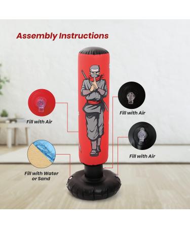 Inflatable Kids Punching Bag with Boxing Gloves | 47 High Free Standing Bounce Back Bag for MMA, Karate, Taekwondo | Gifts for Kids - Boys and Girls - Buy Online on SooperMarket.com