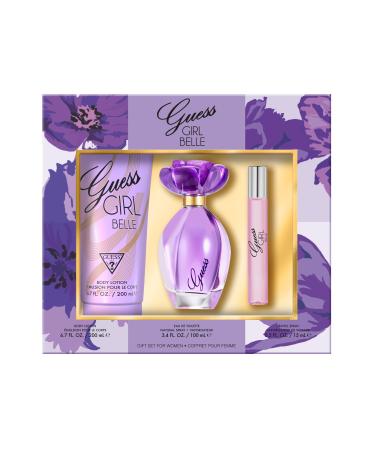 GUESS Girl Belle Eau de Toilette 3 Piece Gift Set - Perfume Spray 3.4 Fl. Oz. Travel Spray 0.5 Fl. Oz. & Body Lotion 6.7 Fl. Oz