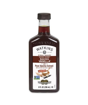 Watkins All Natural Original Gourmet Baking Vanilla with Pure Extract, 8 fl. oz. Bottle, 1-Pack Baking Vanilla 8 Fl Oz (Pack of 1)