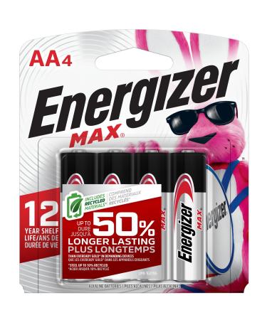 Energizer AA Batteries Max Double A Battery Alkaline 4 Count AA 4 Count (Pack of 1)