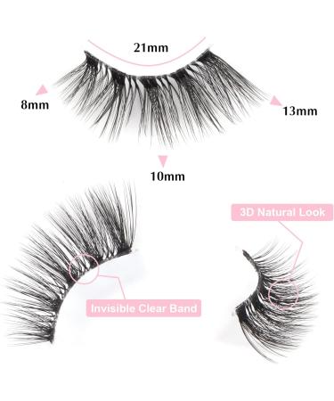 Glowingwin Half Lashes: Cat Eye False Eyelashes, Natural Look, 10 Pairs Corner Lashes, Handmade Reusable Mink Fluffy Lashes - Clear Band Half Lashes-09 - Buy Online on SooperMarket.com