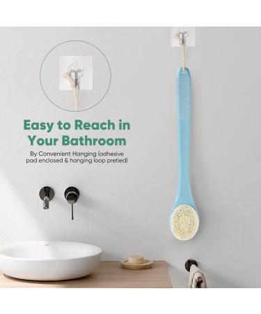 Long Handle Body Back Scrubber - Exfoliating Shower Brush Light Blue - Buy Online on SooperMarket.com