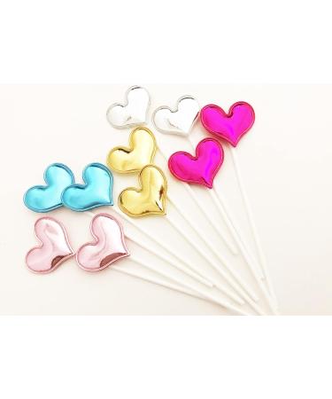 AILEXI Handmade 10 Leather Reflective Glitter Cake Topper Multicolor Hearts for Cakes Cupcakes & Ice Cream | International Shipping Available - Buy Online on SooperMarket.com