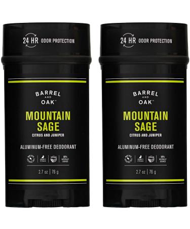 Barrel and Oak - Aluminum-Free Deodorant Deodorant for Men Essential Oil-Based Scent 24-Hour Odor Protection Cedar & Patchouli Blend Gentle on Sensitive Skin (Mountain Sage 2.7 oz 2-Pack) 2.7 Ounce (Pack of 2)