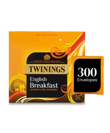 Twinings English Breakfast Tea Enveloped Tea Bags 6 Boxes of 50 Individually Wrapped Tea Bags