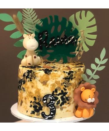 Personalised Animals Cake Toppers Set - Edible Jungle Lion Elephant Kids Cupcake Decorations with an Edible Glue - Set of 2 Birthday Party Supplies - Buy Online on SooperMarket.com