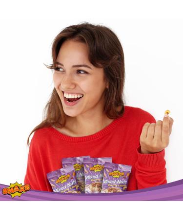 Snaxs Roasted Salted Mixed Nuts 12 x 40g - Almonds Brazil Nuts Cashews Peanuts and Hazelnuts Nuts Snacks - Healthy Kosher Nuts with Fibre Protein and Minerals - Ideal for Snacking - Buy Online on SooperMarket.com