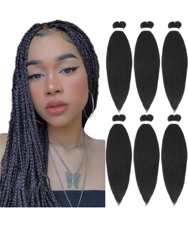Xusuperb Pre Stretched Braiding Hair Short 1b Black 20 inch for short Easy Braids Extensions Black Kanecalon Kunsthaar 6 Packs Soft Knotless Yaki Lichen Hair extensions (1b) 50.8 cm (6 -pack) 1b