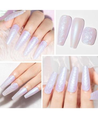 TBeautfave Pearl Gel Nail Polish Shell Thread Gel Nail Polish Pearl White Pearlescent Shimmer Nail Varnish Soak off UV/LED Nail Gel Swirl Thread DIY Nail Art Christmas Nails PearlWhite - Buy Online on SooperMarket.com