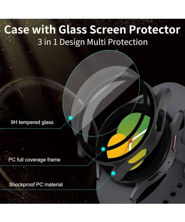 3 Pack Galaxy Watch 5/4 40mm Screen Protector & Bumper Case - Compatible with Samsung Watch5 / Watch4 - Black/Silver/Rose Gold - Buy Online on SooperMarket.com