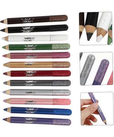 Baluue 12pcs Pearlescent Eyeshadow Pencil Waterproof Gel Eyeliner Natural Look Eyes Liner Eye Glitter Wood 12.5X0.5cm Assorted Color - Buy Online on SooperMarket.com