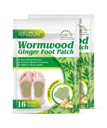 32PCS Wormwood Ginger Foot Pads Natural Herb Wormwood Foot Pads Anti Swelling Ginger Detox Foot Patch Ginger Foot Pads Improve Sleep