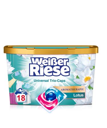White giant universal trio-caps aromatherapy Lotus (18 washloads) detergent with Good Mood fragrance for irresistible fragrant & bright clean laundry 100% recyclable fresh 18 pieces (1 Pack)