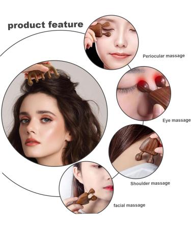 Scalp Massage Tool - Natural Lymphatic Drainage | 2PC Round Tooth Sandalwood Multi-Functional Handheld Head Skin Massager - Buy Online on SooperMarket.com