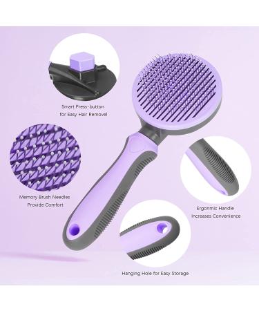 FYY Self Cleaning Dog and Cat Brush for Shedding - Pet Slicker Brush for Long or Short Haired Dogs and Cats - Grooming Supplies in Purple - Buy Online on SooperMarket.com