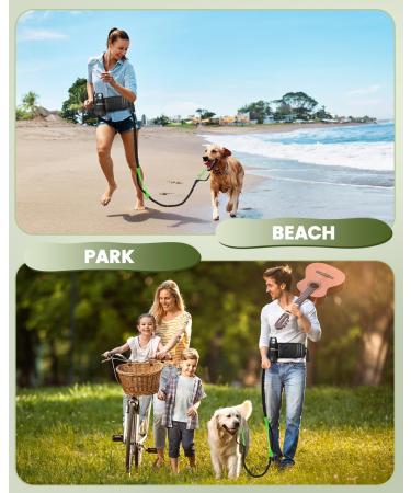Jogging Lines for Dogs | Healay Belt Bag for Running Hiking & Leash | Reflective Double Handle for Large Medium Small Breeds - Green - Buy Online on SooperMarket.com