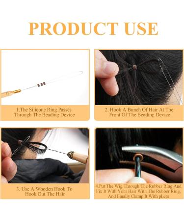 Professional Hair Extension Tools Kit with 200 Silicone Nano Beads - Hair Extension Pliers, Loop Threader - Brown - Buy Online on SooperMarket.com