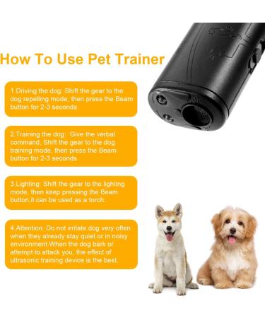 LED Ultrasonic Dog Repeller and Trainer Device 3 in 1 Anti Barking Stop Bark Handheld Dog Training Device (Black) - Buy Online on SooperMarket.com