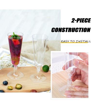 100 Pcs Disposable Clear Champagne Flutes - 5oz Plastic Wine Glasses for Party Wedding - Assemble Plastic Champagne Cups - Cocktail Cups - Buy Online on SooperMarket.com