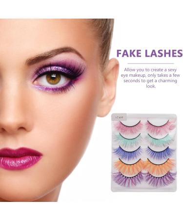FOMIYES 20 Pairs Colored False Eyelashes - Handmade Rainbow Luxurious Synthetic Fiber Makeup Lashes | 5D Soft Fake Lashes (Pack of 1 - Buy Online on SooperMarket.com