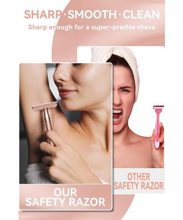Safety Razor for Men and Women | Double Edge Razor Blades | Eco-Friendly & Zero Waste | Rose Gold - Buy Online on SooperMarket.com