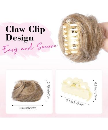 REECHO Space Bun Hair Pieces 2 PCS Mini Claw Clip in Messy & Cat Ears Fake Hair Bun Extensions Wig Accessory Updo Hairpieces for Women Girls (Pack of 2-3.5" Wavy Dark Blonde) Pack of 2 - 3.5" Wavy Dark Blonde - Buy Online on SooperMarket.com