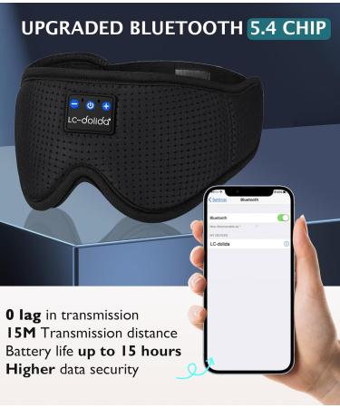 Upgraded Bluetooth 5.4 3D Sleep Mask Dual Sides Breathable Sleep Headphones up to 14-Hour Stand-by Bluetooth Eye Masks Wireless Earphones Eye Mask for Sleeping Cool Tech Gadget Travel Essentials Loup Pour Dormir Black - Buy Online on SooperMarket.com