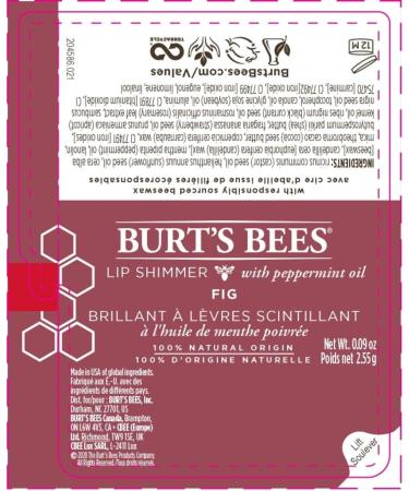 Burts Bees Lip Shimmer Fig Moisturizing Lip Balm with Peppermint Oil 2.55g - 100% Natural Origin - Buy Online on SooperMarket.com