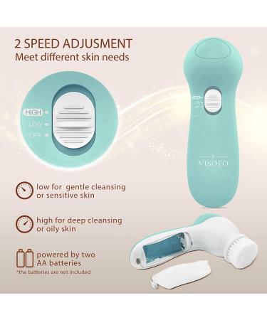 Facial Cleansing Brush Set with 7 Heads | Electric Face Scrubber for Exfoliating and Cleansing | Spin Cleanser for Oily, Mixed, Normal, Dry Skin (Opal) - Buy Online on SooperMarket.com