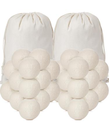 46 Pcs Wool Dryer Balls Set Reusable Wool Balls with Muslin Bags Fabric Softener Ball Wool Laundry Balls Anti Wrinkle Anti Static Saving Energy and Time