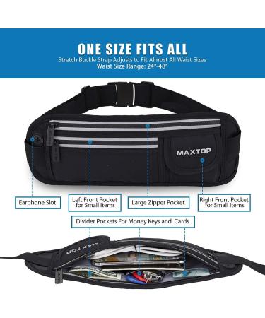 Waterproof Running Belt for Women Men - Black Fitness Fanny Pack for Hiking Gym Jogging - Fits iPhones Plus - Travel Waist Pack - Exercise Phone Holder & Money Belt - Medium - Buy Online on SooperMarket.com