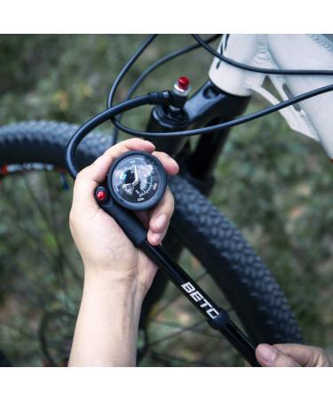 BETO High Pressure Shock Pump - 400 PSI Max | MTB Bike Fork & Rear Suspension Pump with No-Loss Schrader Valve - Buy Online on SooperMarket.com