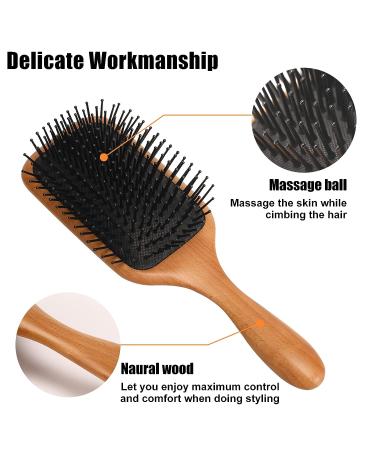 olelo Natural Wooden Paddle Hair Brush - Eco-Friendly Beech Scalp Massage Brush for Thick, Curly, Thin, Long, Short, Wet or Dry Hair - Square Black - Women, Men, Kids - 1 Count - Buy Online on SooperMarket.com