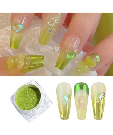 Apple Green Chrome Holographic Nail Glitter - 2 Boxes Mirror Effect Powder for Manicure and Nail Art Decoration - Buy Online on SooperMarket.com