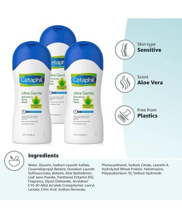 Cetaphil Ultra Gentle Body Wash 16.9 fl oz - Refreshing Scent & Hydrating Formula - Buy Online on SooperMarket.com