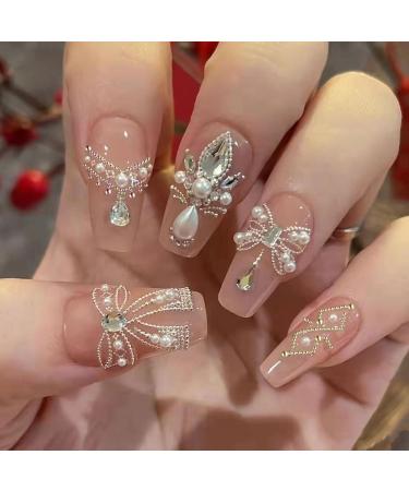 3D Nail Charms 2 Boxes Multi-Shape Nail Art Charms Nail Rhinestones Flat Nail Pearls Gold Silver Caviar Beads Crystal Nail Gems for Nail Art Decoration DIY Crafts (F) - Buy Online on SooperMarket.com