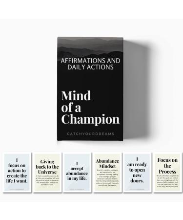 Mind Of A Champion - Motivational Cards for Men - Affirmations and Action Steps to Turn Dreams into Reality - Positive Affirmations for Productivity, Personal Development, Self Care, Mindfulness, Affirmation Cards for Men