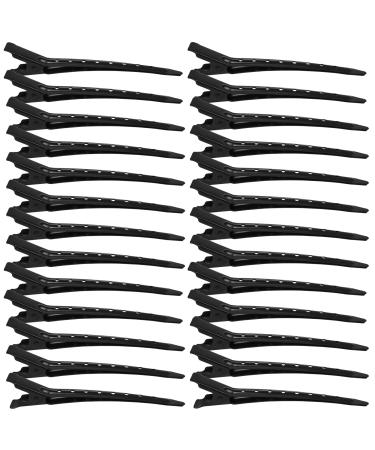 Zsanhua 26 Pieces Duck Bill Hair Clips 9cm Duck Bill Hairpins Curl Clips Stainless Steel Curl Clips Sectioning Clips with Holes Clips Hair Styling Clips for Salon and DIY (Black)