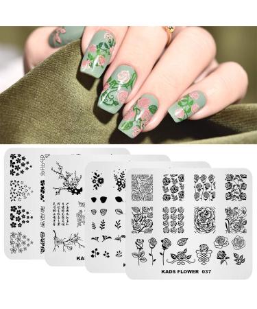 4Pcs Nail Art Stamping Plates Flower Series Fashion Printing Manicure Templates Image Nail Art DIY Tool T8