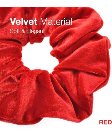 2 PCS Premium Large Red Velvet Hair Scrunchies for Women, Girls, and Kids - Buy Online on SooperMarket.com