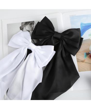Andibro French Bow Hairpins for Women Long Tail Large Bow Barrettes Clip Soft Silky Satin Hairclip Bow Metal Duckbill Clips for Dress up Accessories Decor for Wedding Party - Buy Online on SooperMarket.com