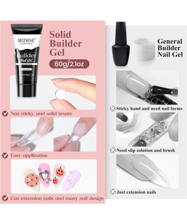 MIZHSE Nail Builder Gel Extension Clear Poly Nail Gel for Beginners 60g Non-Stick Hand Nail Extension Gel Nail Art Hard Gel 3D Modeling Salon UV Gel Home DIY Clean - Buy Online on SooperMarket.com