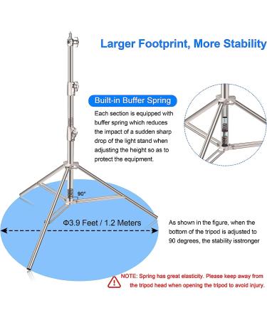 EMART 9.2ft Stainless Steel Light Stand - Heavy Duty Tripod Stand for Studio Softbox, Monolight, Umbrella, and More - Photography 1 Pack - Buy Online on SooperMarket.com