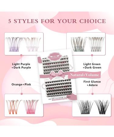 168 Pcs Colored Lash Clusters: Natural+Volume C-Mix | DIY Eyelash Extensions Kit with 2 Styles | Super Thin Band, Soft and Easy to Wear - Buy Online on SooperMarket.com