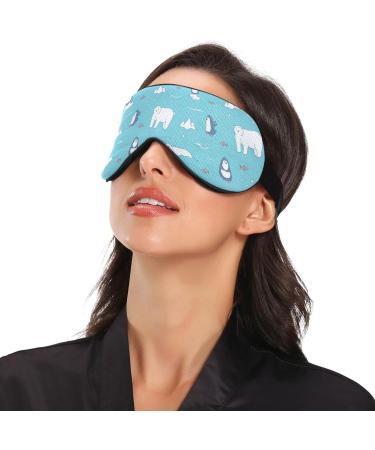 Haskirky Light Blocking Eye Mask - Adjustable Adult Men and Women Travel Mask for Business Trips, Yoga, Meditation - Penguins and Polar Design - Deep Sleep Comfort - Buy Online on SooperMarket.com