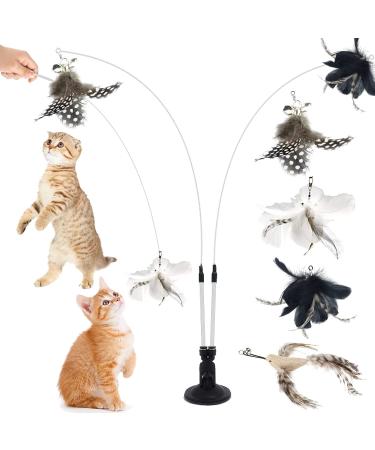 Sunshine smile cat toys set cat toys pack interactive cat toys springs cat toys pets pets treat treat (a-1 birds+3 feather)