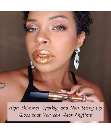 Mynena Yellow Gold Lip Gloss Topper | Shimmer Glossy Finish Liquid Lipstick with Jojoba Oil | Vegan & Cruelty-Free - Buy Online on SooperMarket.com