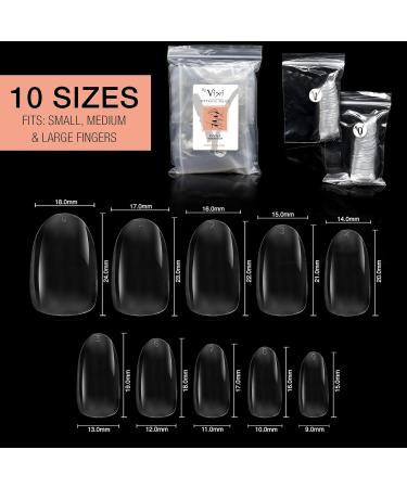 Vixi 600 Medium Oval Nail Set with Prep File - 10 Sizes Clear Express Full Cover False Fingernail Extensions for Salon & Home Use - Buy Online on SooperMarket.com