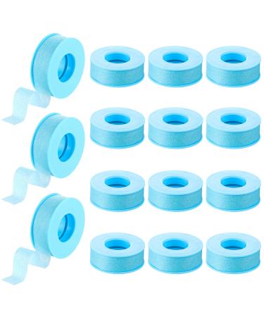 Nuanchu 12 Rolls Silicone Tape Bulk  Reusable Adhesive Silicone Tape for Sleeping  Skin  Lash  Easy to Remove (Blue  0.5 Inch x 3.9 Yards) 0.5 Inch x 3.9 Yards Blue